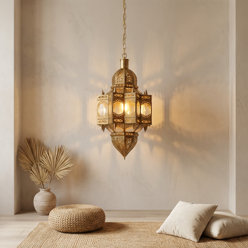 Star Moroccan Lantern – Brass Geometric Lamp