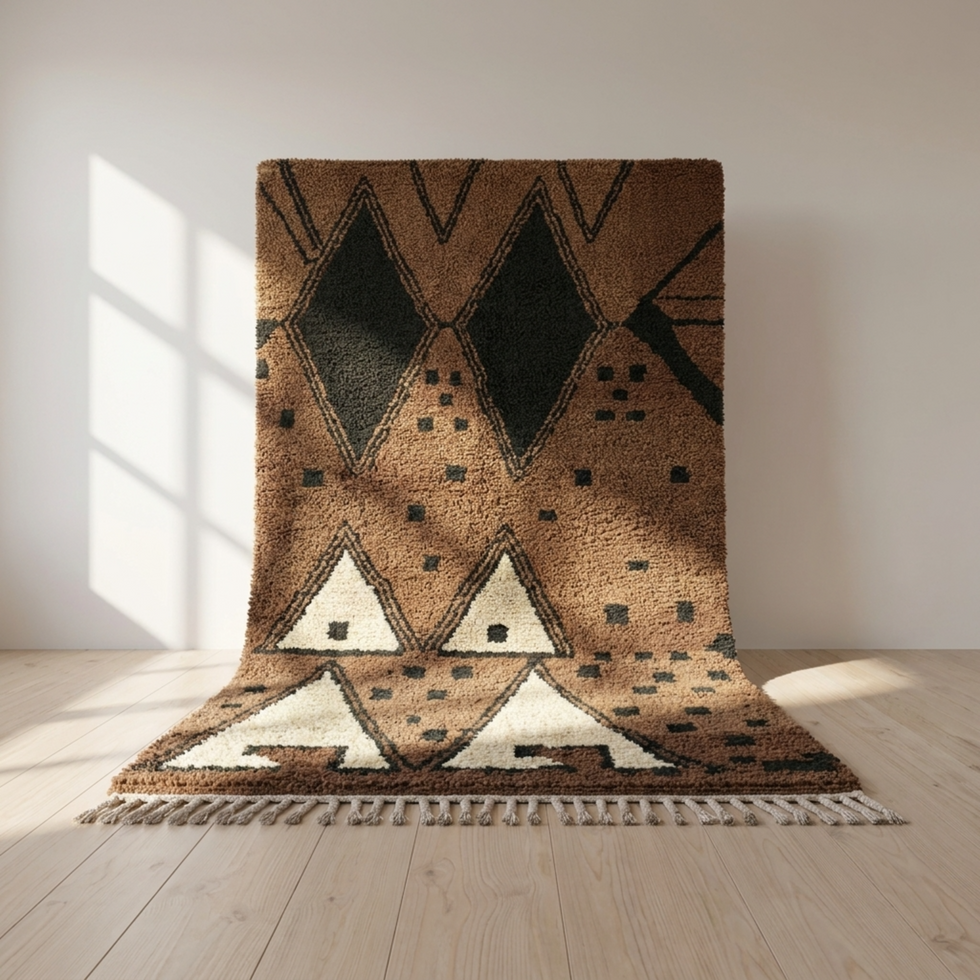 Moroccan Berber Rug – Brown Tribal Wool Area Rug