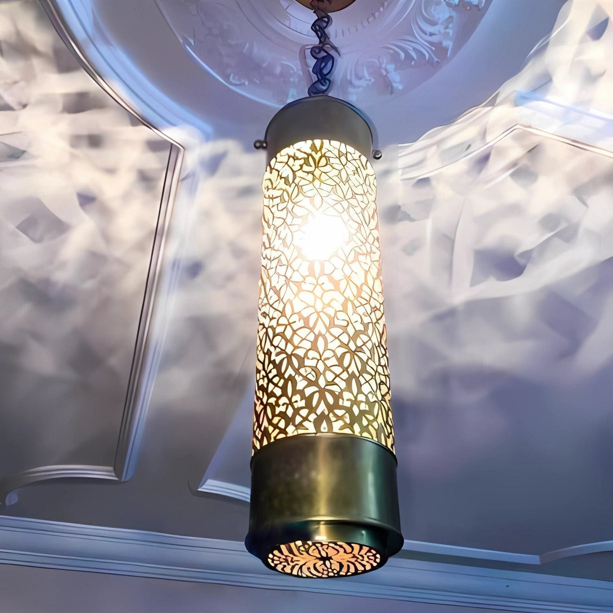 Handcrafted Moroccan Brass Pendant Light with Intricate Design