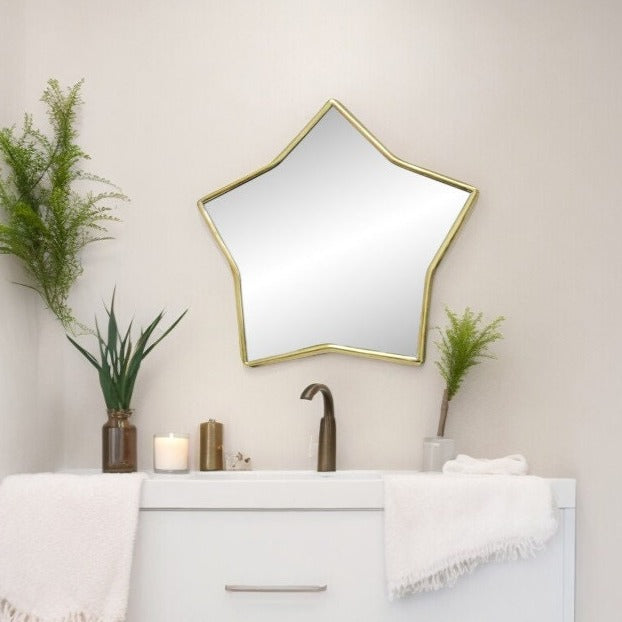 Star Moroccan Brass Mirror – Gold Wall Decor
