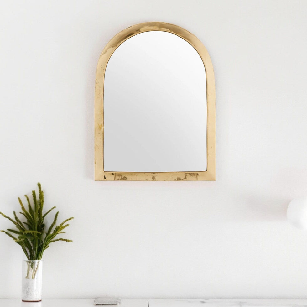 Gold Arch Brass Mirror – Moroccan Wall Decor Accent