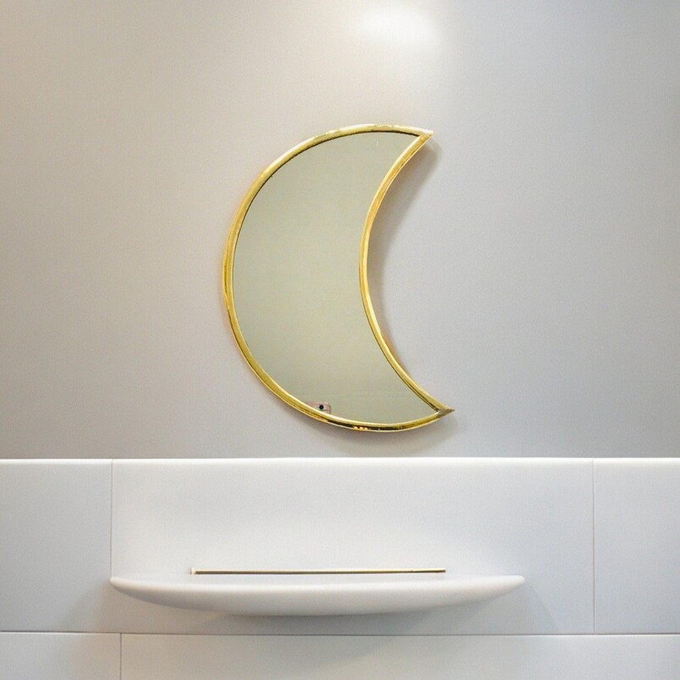 Moon Moroccan Brass Mirror – Gold Wall Decor