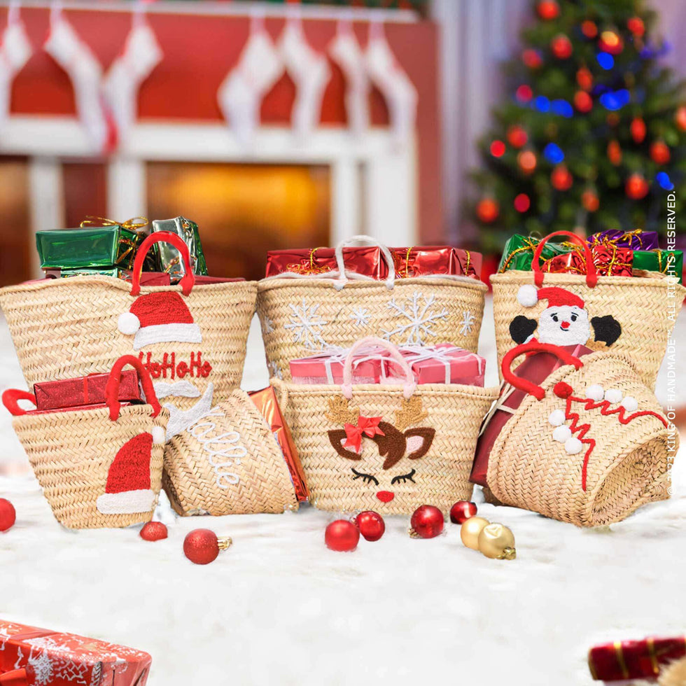 Personalized Santa Christmas Straw Gift Bag