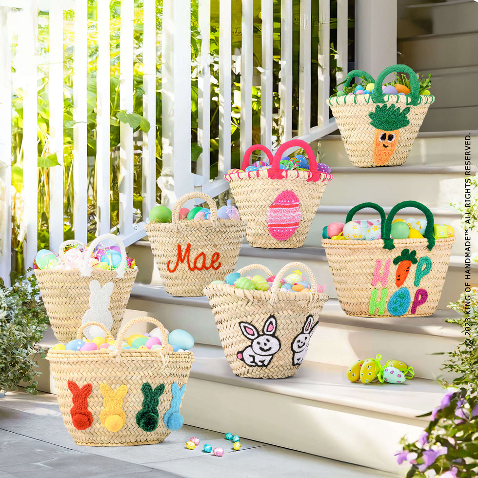 Personalized Easter Straw Basket for Kids