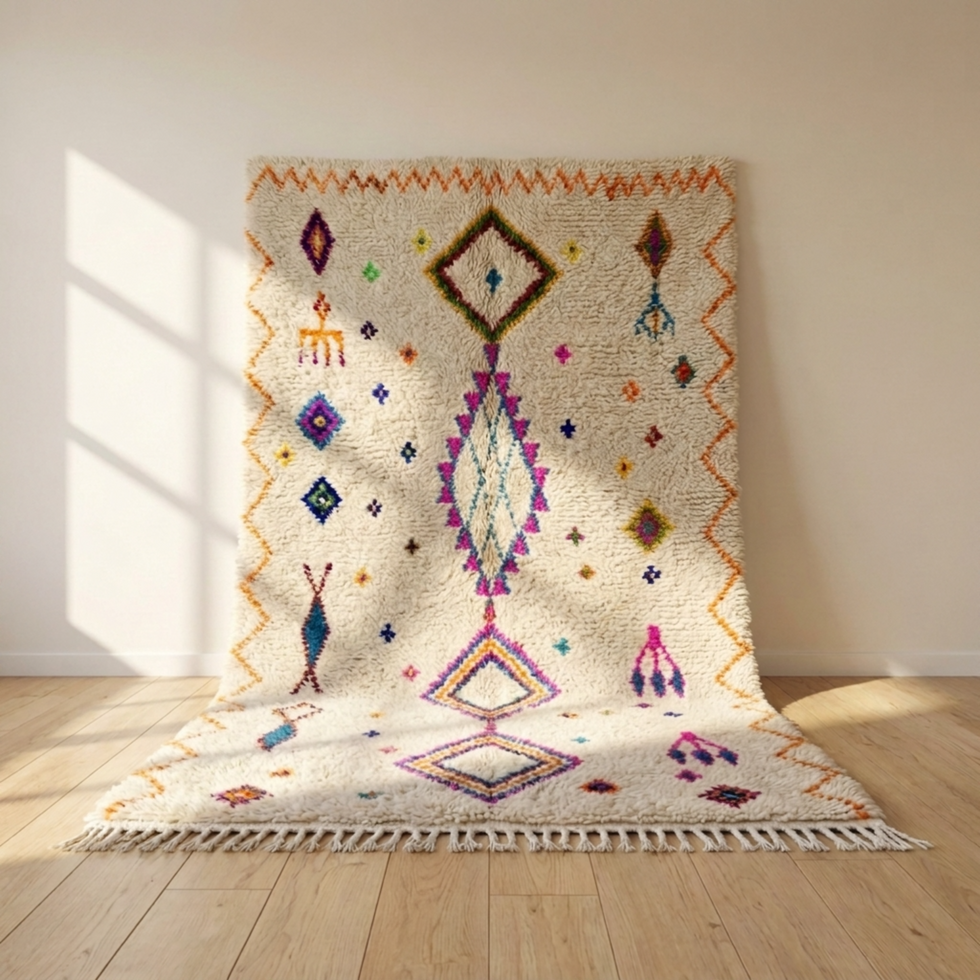 Azilal Rug – Multicolor Plush Diamond Wool Rug