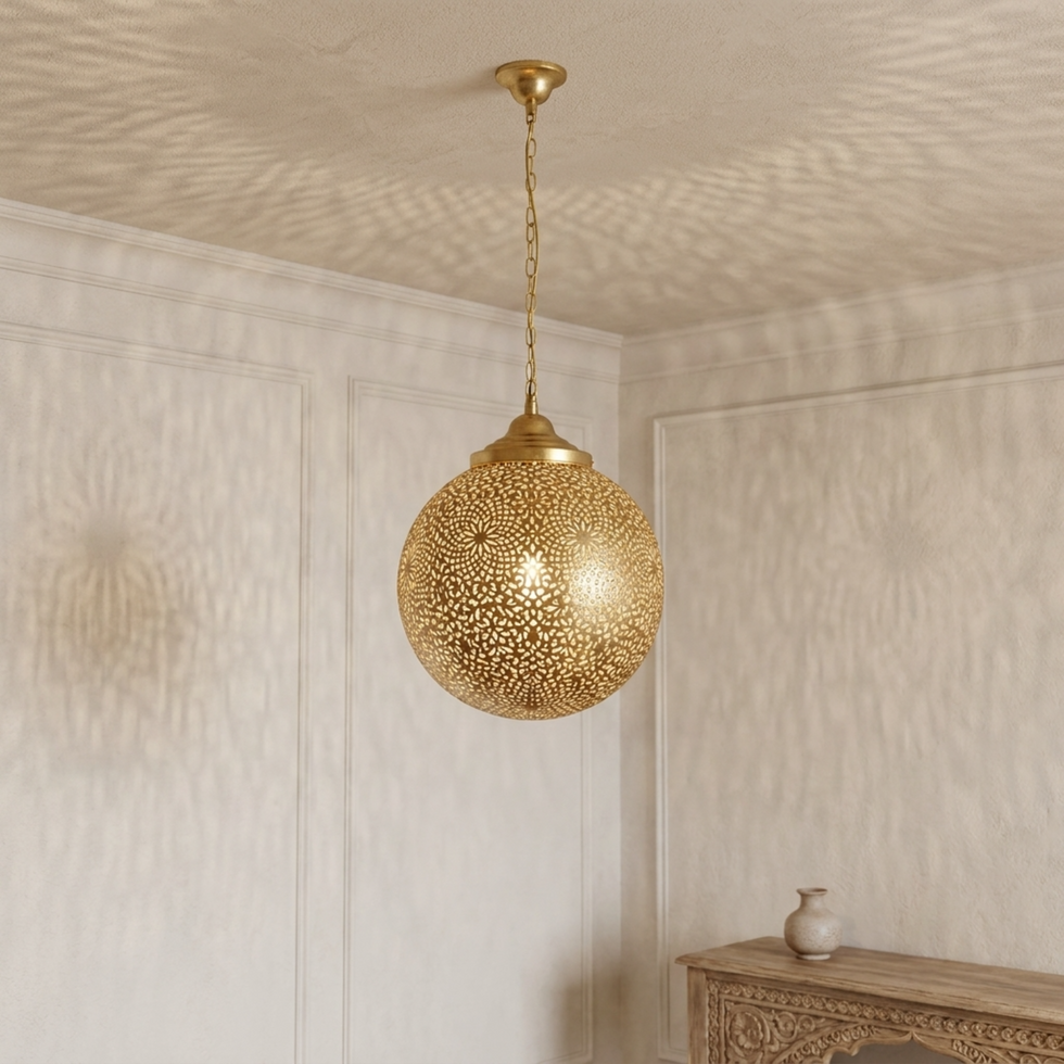 Filigree Brass Moroccan Chandelier