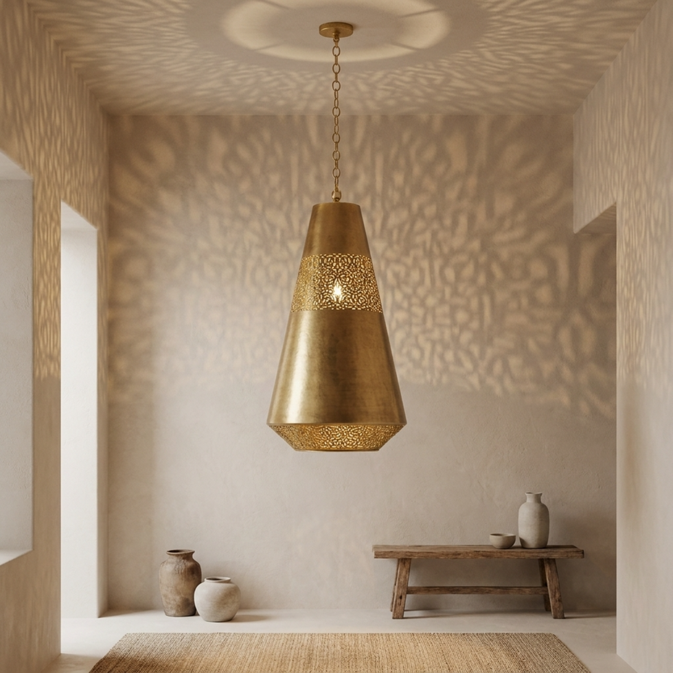 Moroccan Pendant Light – Brass Geometric