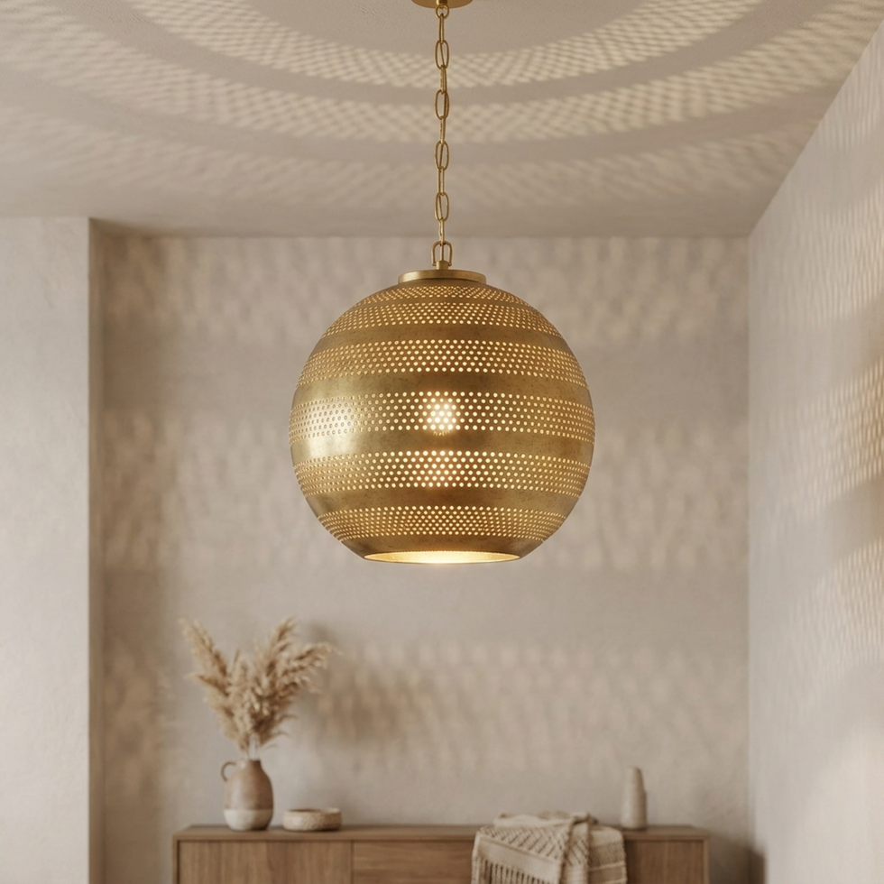 Moroccan Pendant Light – Globe Openwork Brass Lamp