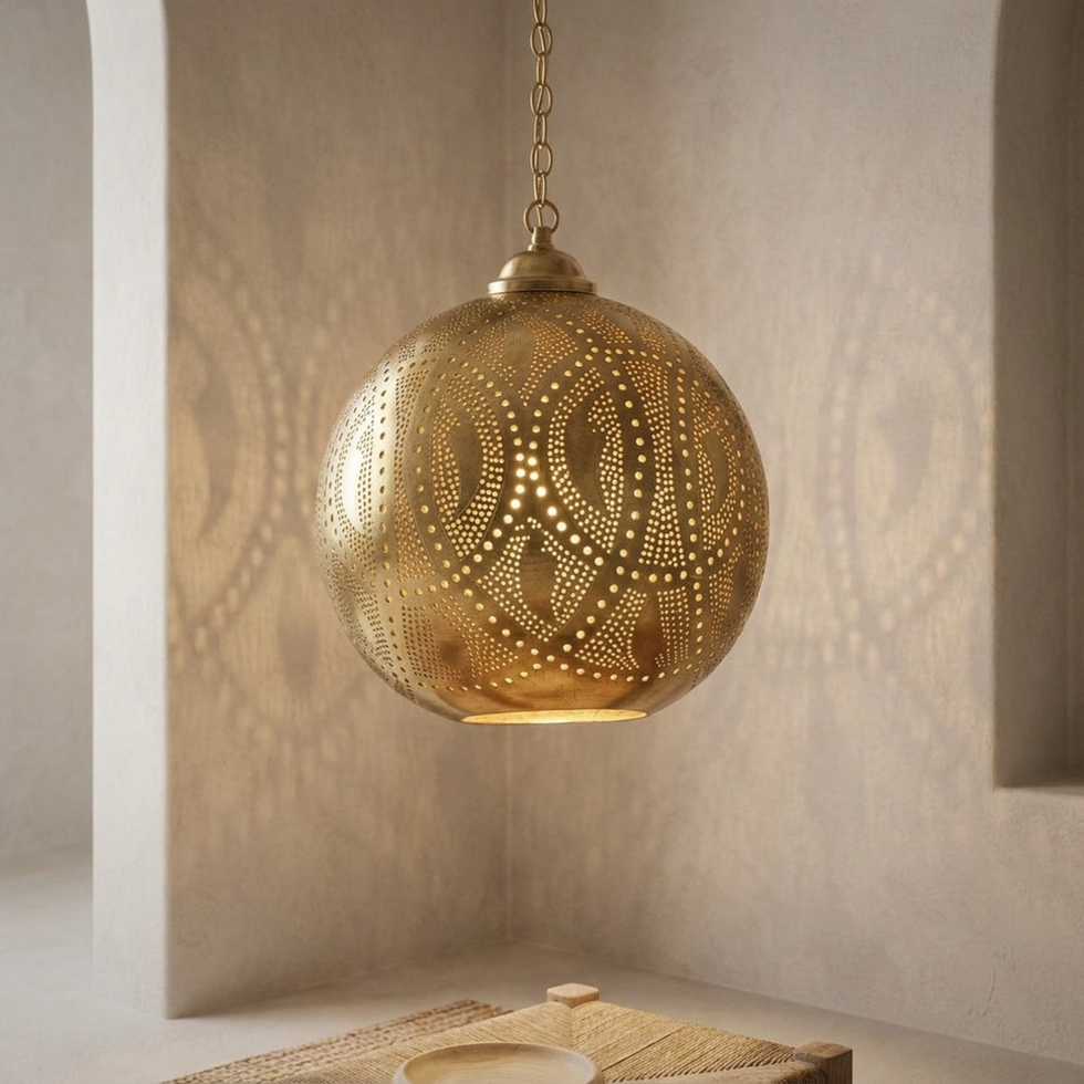 Moroccan Chandelier – Dome Openwork Brass Lamp