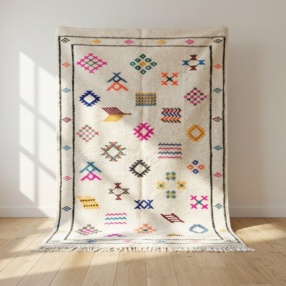 Azilal Rug – Ivory Diamond Wool Rug