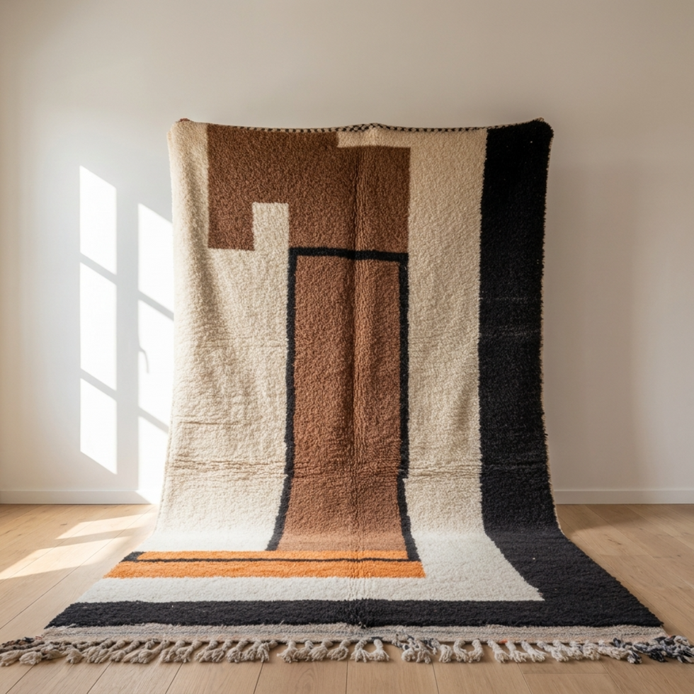 Moroccan Berber Rug – Ivory Plush Geometric Wool Rug