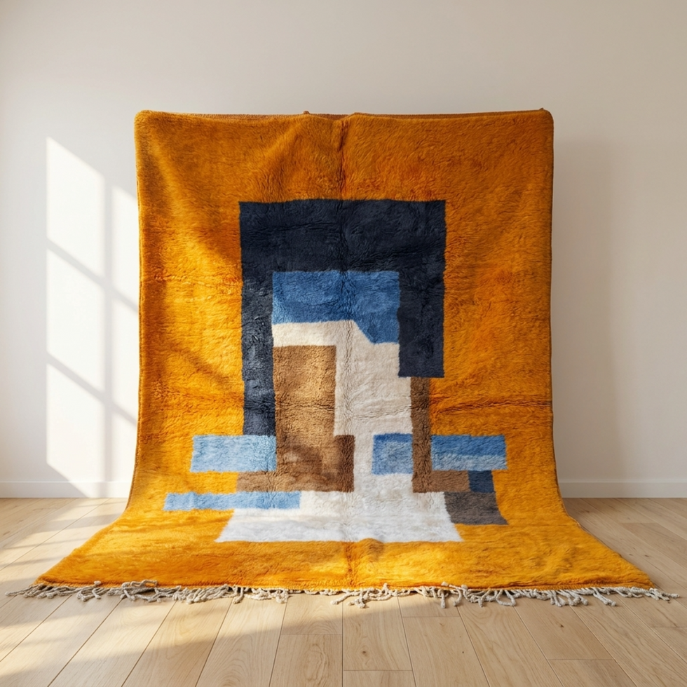 Moroccan Berber Rug – Orange Shaggy Abstract Wool Rug