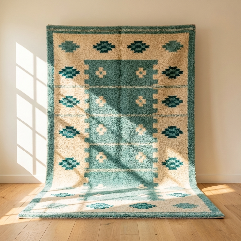 Moroccan Kilim Rug – Sage Green Flatweave Diamond Wool Rug