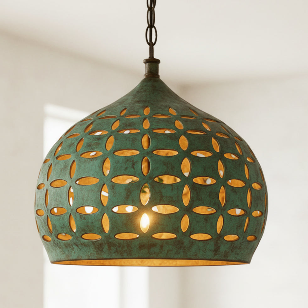 Moroccan Pendant Light – Brass Dome Perforated