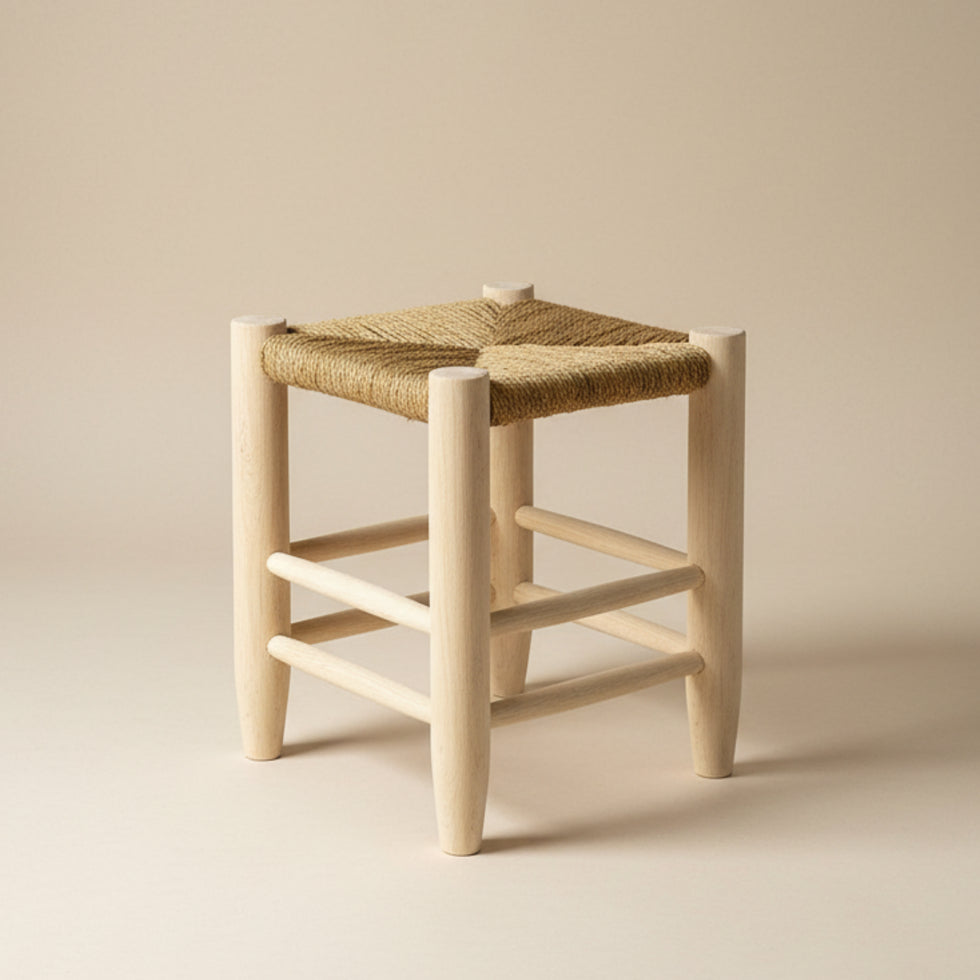 Moroccan Folding Stool – Natural Handwoven Rope Seat