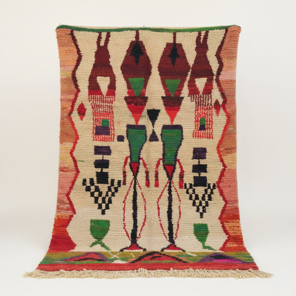 Moroccan Berber Rug – Multicolor Plush Geometric Wool Berber Carpet