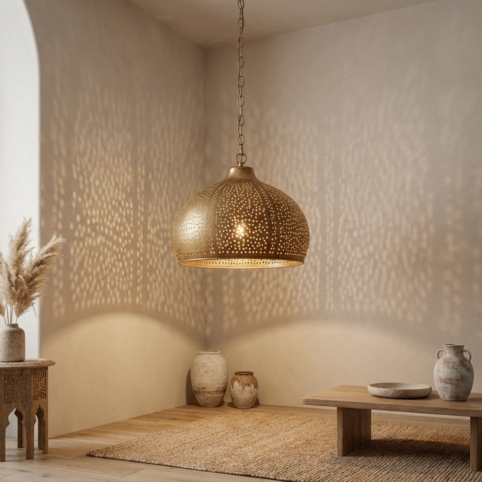 Moroccan Chandelier – Brass Globe Filigree