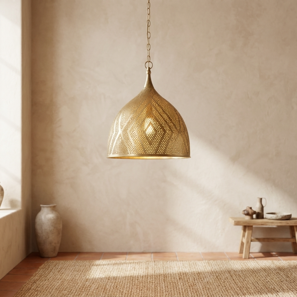 Handmade Moroccan Ceiling Light – Brass Perforated Openwork