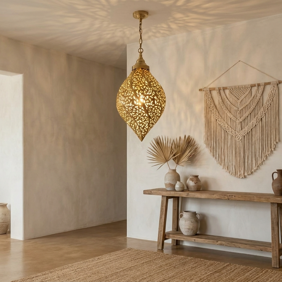 Brass Pendant Light – Moroccan Teardrop Star
