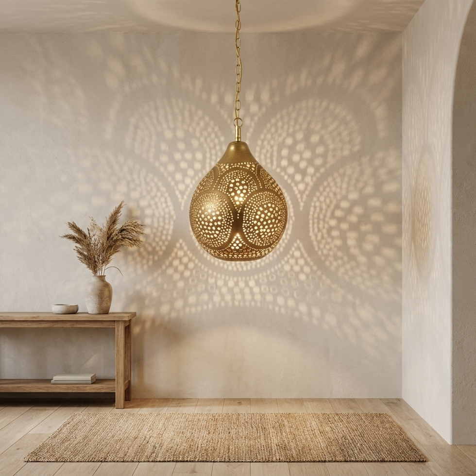 Brass Chandelier – Moroccan Star Openwork