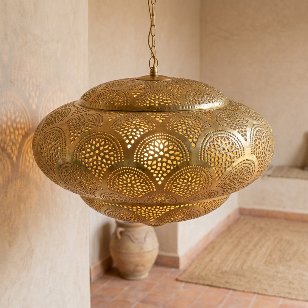 Globe Moroccan Pendant Light – Brass Scalloped Lamp