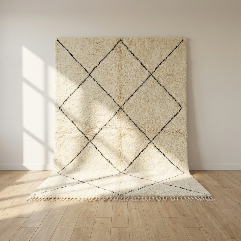 Beni Ourain Rug – Ivory Diamond Wool Area Rug