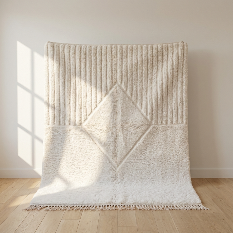 Beni Ourain Rug – Ivory Flatweave Diamond Wool Rug
