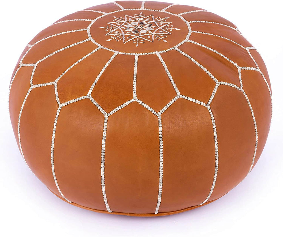 Genuine Leather Pouf Unstuffed - Moroccan Ottoman Footstool, Footrest Cover Boho Decor Bohemian Living Room, Bedroom, Kids Gift & Wedding Room Hand Stitched by Artisans Used As Hassock pouf ottoman hassock  hassocks and ottomans leather pouf hassock furniture pouf ottoman moroccan pouf pouf ottoman leather ottoman