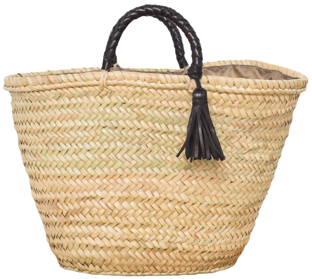 Personalized Moroccan straw basket with custom embroidery