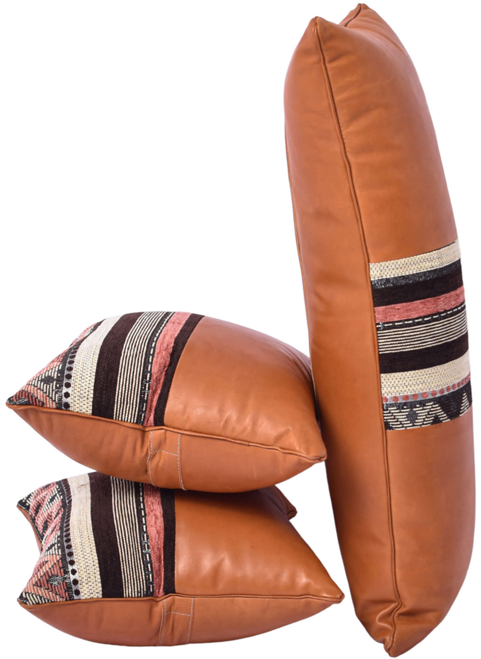 Moroccan Leather Cushion Cover – Brown Kilim Pillow