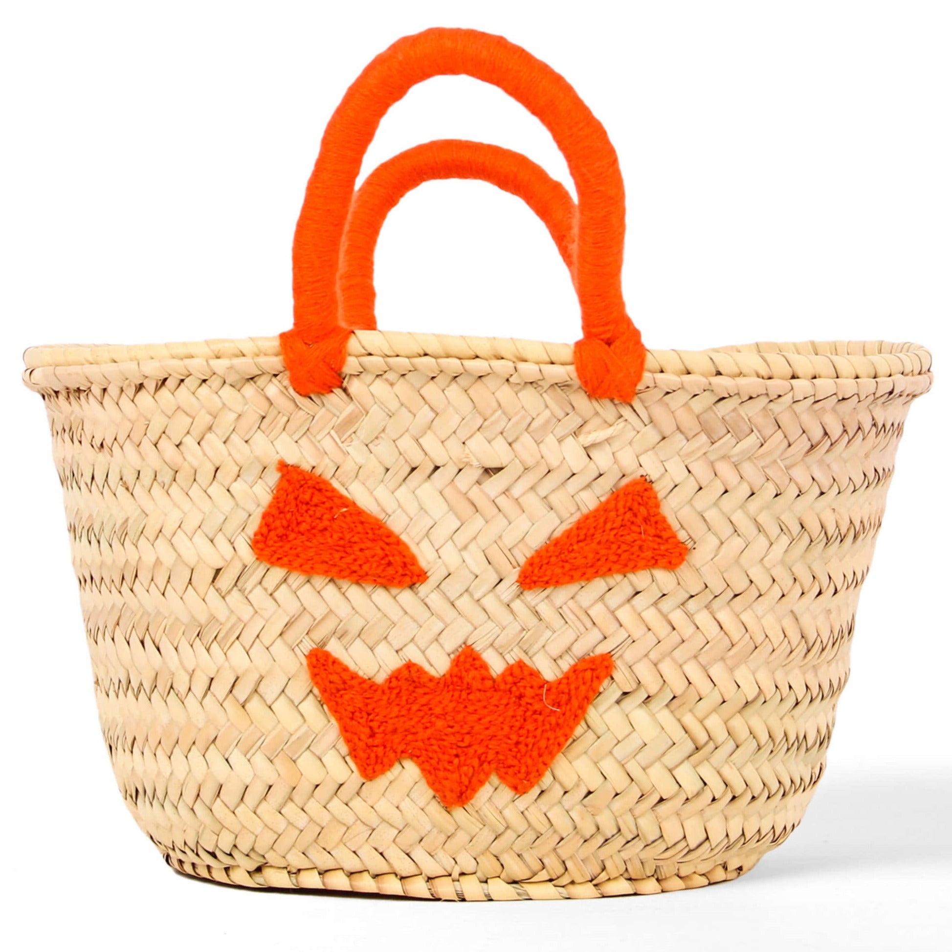 Boo ! Personalized Halloween Trick or Treat Bag - Pumpkin Small Straw Basket Personalized Halloween Bucket and Candy Tote for Kids Gift - Oval Straw Bag Personalized Monogram Halloween Basket Gifts for Kids 
