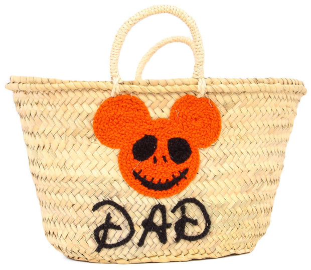 Boo ! Personalized Halloween Trick or Treat Bag - Pumpkin Small Straw Basket Personalized Halloween Bucket and Candy Tote for Gift - Oval Straw Bag Personalized Monogram Halloween Basket Gifts