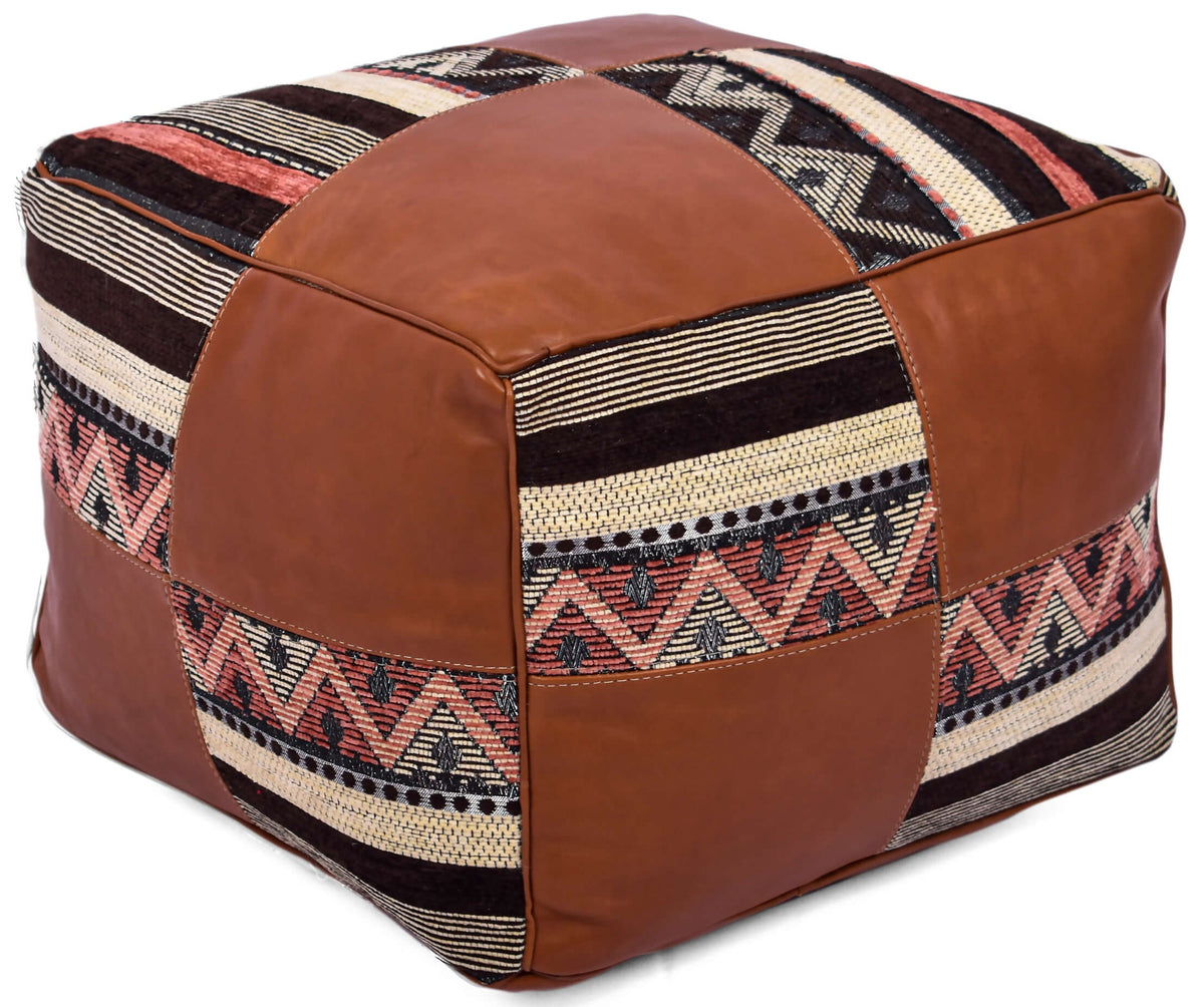 Handcrafted Moroccan Leather Pouf Ottoman