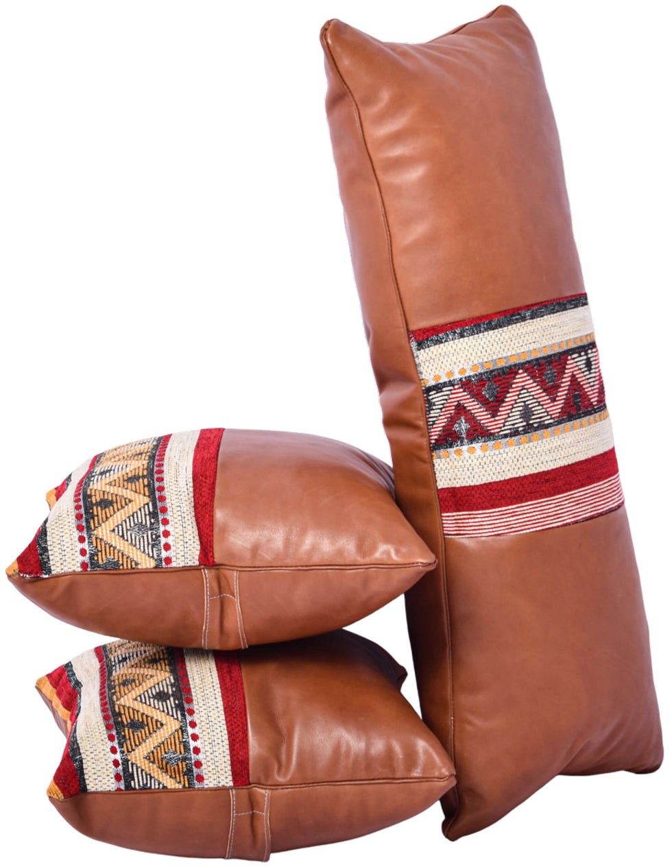 Brown Moroccan Leather Pillow Cover – Kilim Cushion