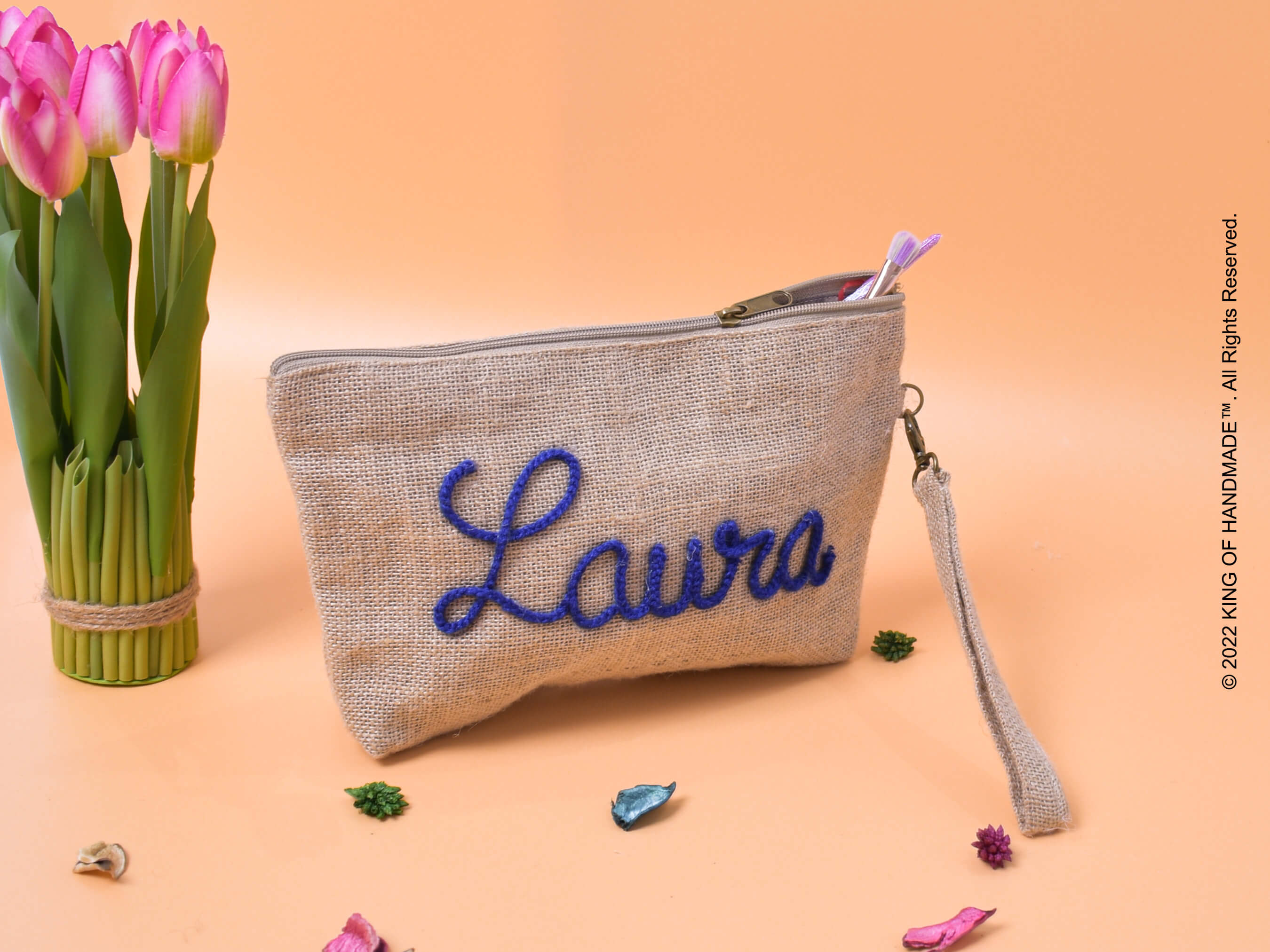 Makeup Bag Gift For Her | Burlap Clutch | Custom Cosmetic Bags | Best Friend, Wedding, Maid Of Honor Gift
