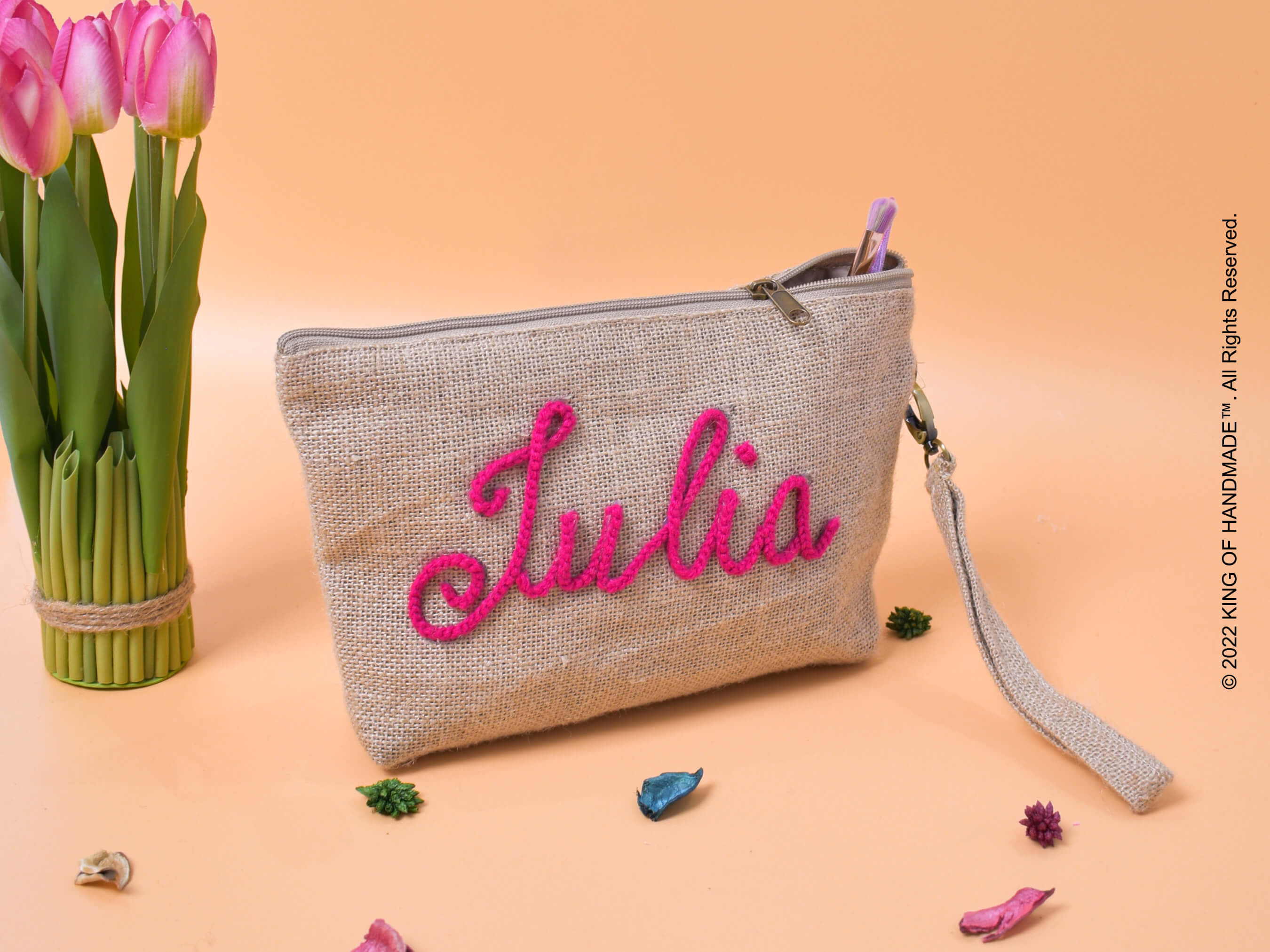 Makeup Bag Gift For Her | Burlap Clutch | Custom Cosmetic Bags | Best Friend, Wedding, Maid Of Honor Gift