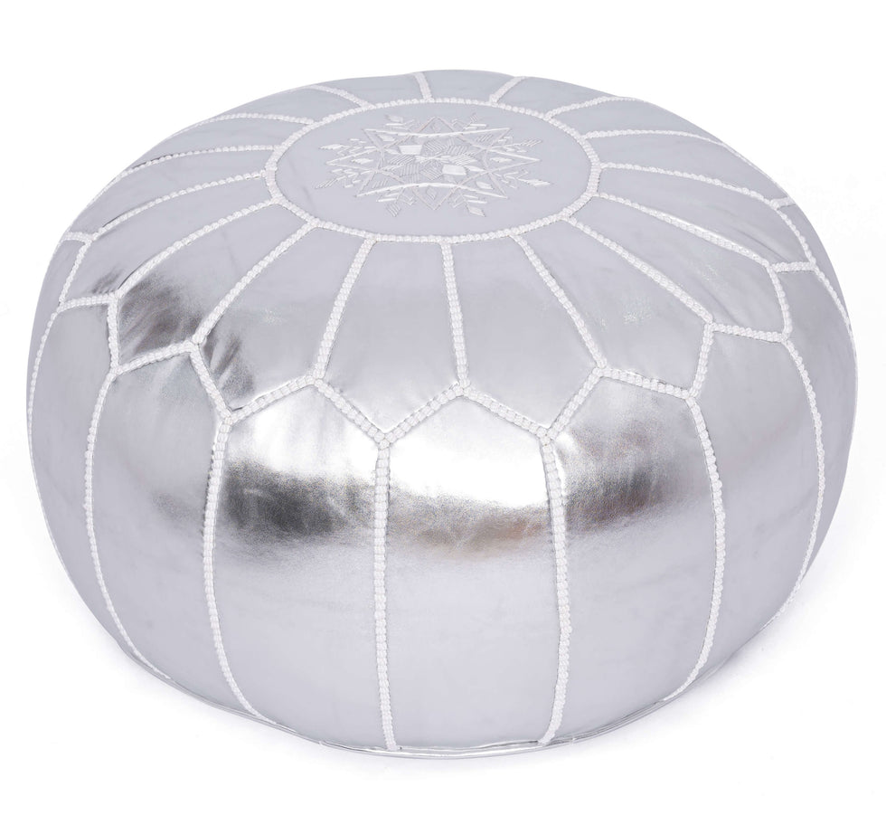 Faux Leather Pouf Unstuffed - Moroccan Ottoman Footstool, Footrest Cover Boho Decor Bohemian Living Room, Bedroom, Kids Gift & Wedding Room Hand Stitched by Artisans Used As Hassock pouf ottoman hassock  hassocks and ottomans leather pouf hassock furniture pouf ottoman moroccan pouf pouf ottoman leather ottoman