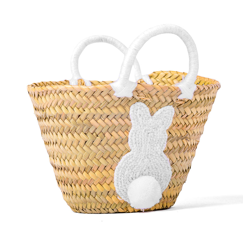 Personalized Easter basket for kids - small straw tote bag with name