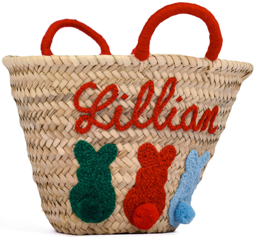 Personalized Easter Bunny Name Straw Basket