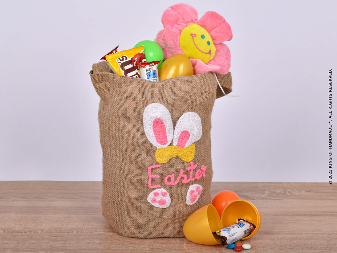 A personalized Easter basket liner with a Peter Rabbit design.