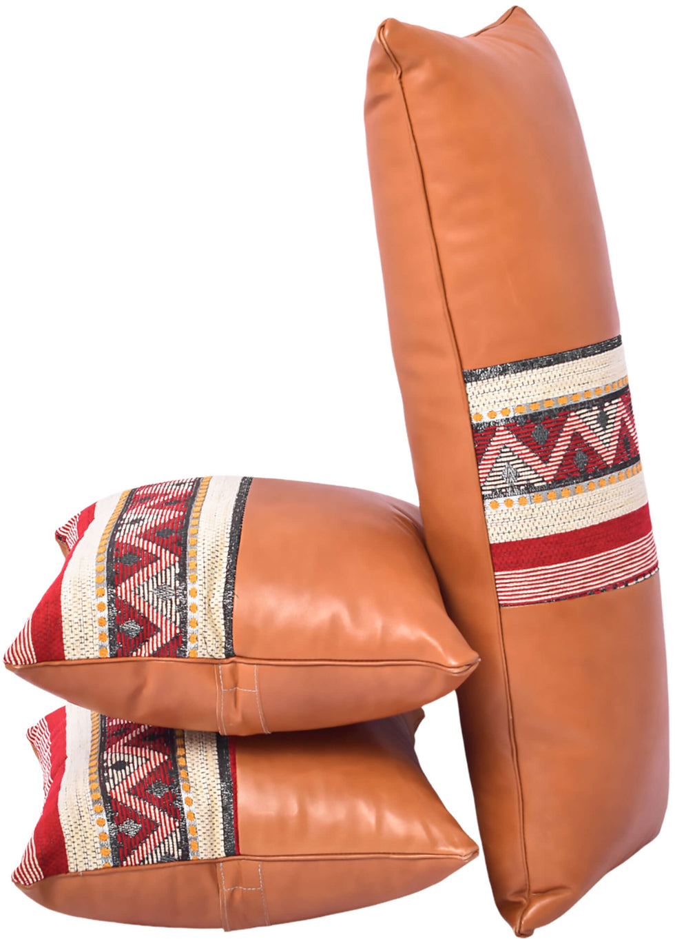 Moroccan Leather Pillow Cover – Brown Kilim Cushion Boho Decor